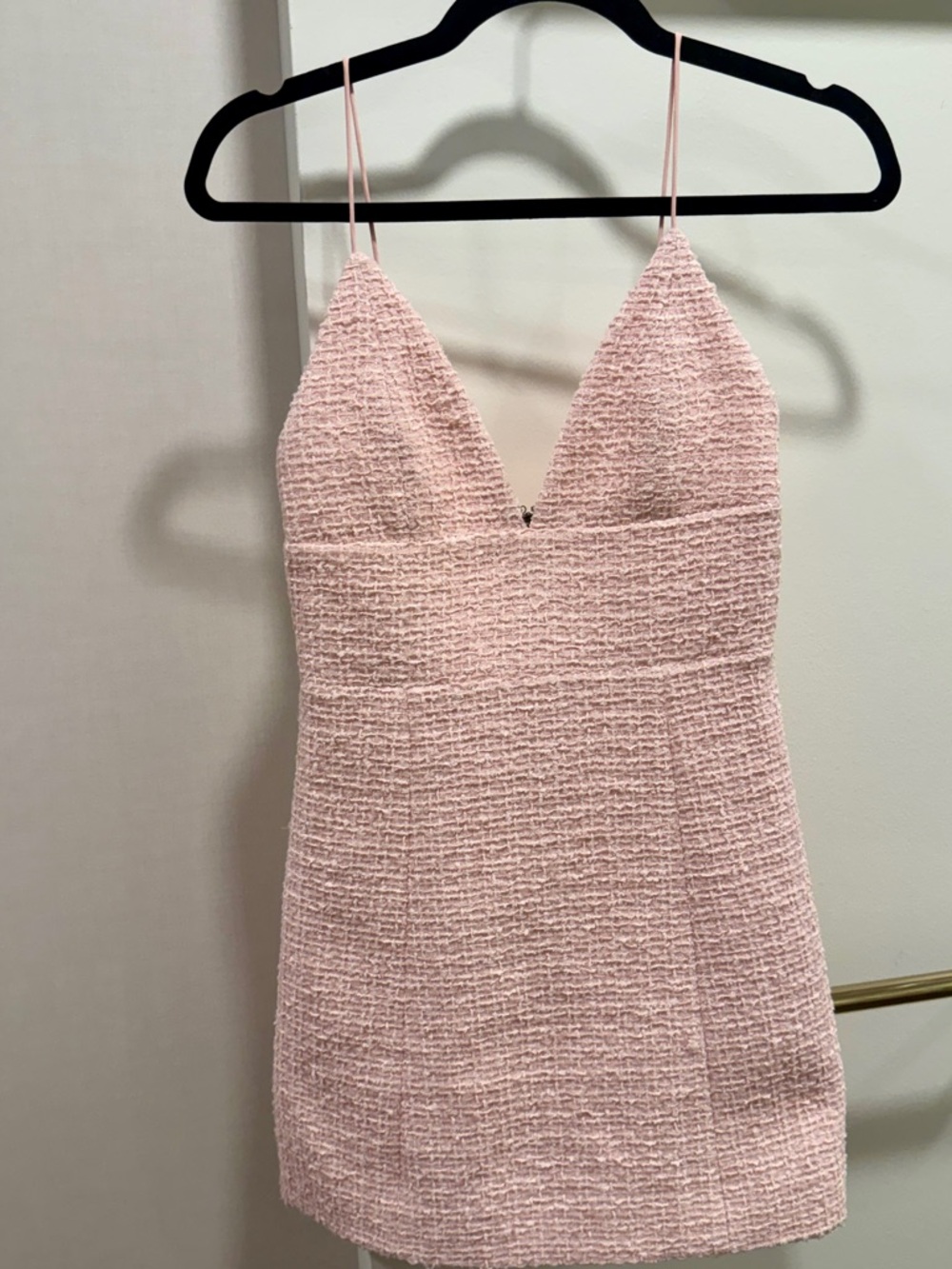 Alice + Olivia Pink Textured Tweed Spaghetti Strap Mini Dress